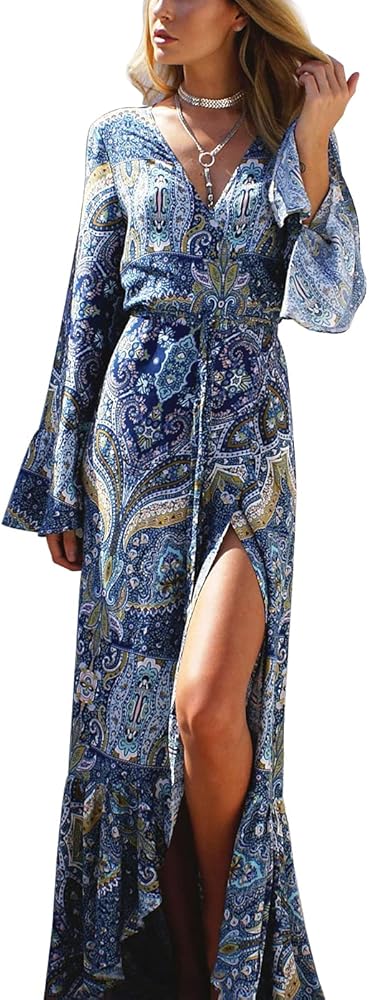 Indigo Bell Sleeve Maxi Dress - westharlow
