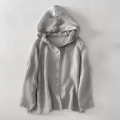 Women's Breathable Linen Blend Hoodie | Lightweight Draped Summer Layering Top 3
